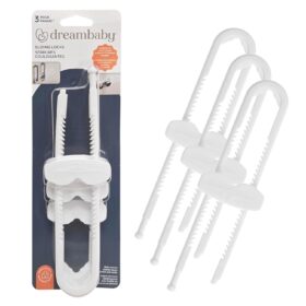 Dreambaby White Sliding Cabinet Latches – 3 Pack | No-Tools Required Child Proof Safety Locks for Kitchen & Bathroom Handles
