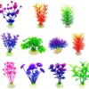 CousDUoBe 11-Piece Set Artificial Aquarium Plants, Soft Plastic Fish Tank Decorations with Ceramic Base for Freshwater and Saltwater Tanks