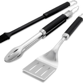 Weber Precision 3-Piece Stainless Steel BBQ Tool Set with Soft-Touch Handles