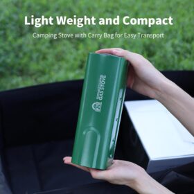 INFOOD Portable Butane Camping Stove – 7,500 BTU Foldable Gas Burner with Piezo Ignition & Safety Sensor for Backpacking, RV, and Emergency Kits (Green)