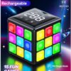 Niufunmal Electronic Puzzle Cube: Rechargeable Handheld Game with 15 Brain Games, Speed Challenges & Memory Tests – Educational Gift for Boys & Girls Ages 6-12