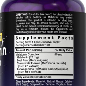 Carlyle Extra Strength Melatonin 40mg Complex | 150 Fast-Dissolve Tablets with Ashwagandha & Chamomile | Vegetarian, Non-GMO Sleep Support