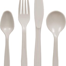 Stansport 16-Piece Heavy-Duty Polypropylene Camp Cutlery Set – Reusable & Dishwasher Safe Outdoor Flatware for Camping, Picnics & Backpacking