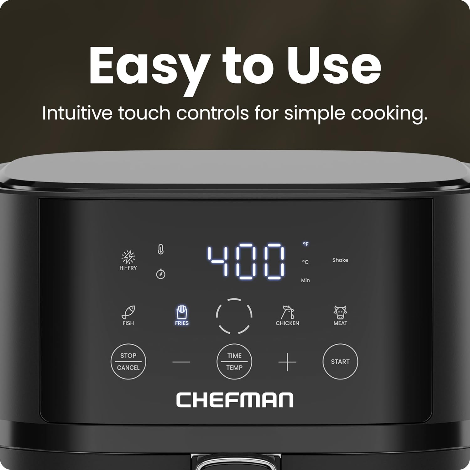 Chefman 4 Quart Digital Air Fryer: Compact Hi-Fry Black Touchscreen Cooker with Nonstick Dishwasher Safe Basket