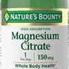 Nature’s Bounty Magnesium Citrate 150mg - 90 Count High Absorption Capsules for Muscle, Nerve & Heart Health - Gluten Free & Non-GMO