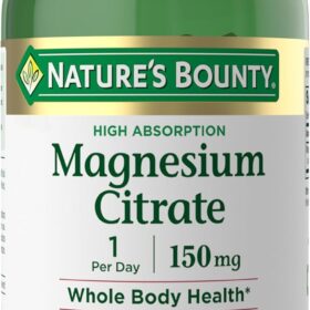 Nature’s Bounty Magnesium Citrate 150mg - 90 Count High Absorption Capsules for Muscle, Nerve & Heart Health - Gluten Free & Non-GMO