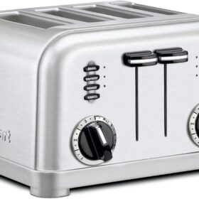 Cuisinart CPT-180P1 Metal Classic 4-Slice Toaster, Brushed Stainless Steel with Extra-Wide Slots, Bagel, Defrost, and Reheat Functions