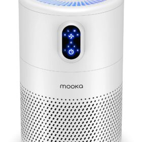 MOOKA H13 True HEPA Air Purifier for Large Rooms – 1076 Sq Ft Coverage, Air Cleaner for Smoke, Dust, Pollen, Pet Dander & Odors, Ultra-Quiet with Night Light, White (B-D02L)