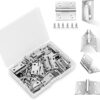 14-Pack Mini Stainless Steel Hinges with Screws – 1 Inch Silver Butt Hinges for Jewelry Boxes, Small Wood Crafts, and DIY Projects