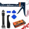 Cocew Professional Caulk Gun Kit – 10oz Dripless Sealant Tool with Silicone Remover, Finishing Tool, and Grout Scraper for Bathroom, Kitchen, and Windows