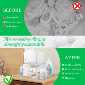 LuciClear Premium Acrylic Diaper Caddy – Modern Changing Table Organizer with 4 Detachable Compartments, Nursery Storage for Wipes, Diapers & Baby Essentials