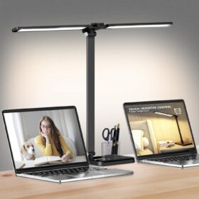 Architect Dual Head LED Desk Lamp with 50 Lighting Modes, USB Charging Port & Timer - Adjustable Dimmable Office, Home & Piano Light