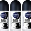 NIVEA FOR MEN Invisible Power Black & White Deodorant Roll-On - 48H Anti-Perspirant Protection - 3 x 50ml Multi-Pack