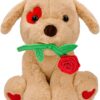 10-Inch Romantic Plush Puppy Gift with Red Rose - Funny Valentine's Day Stuffed Animal for Girlfriend, Wife & Mom