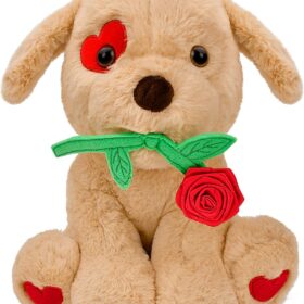 10-Inch Romantic Plush Puppy Gift with Red Rose - Funny Valentine's Day Stuffed Animal for Girlfriend, Wife & Mom