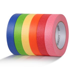 COSIMIXO 6-Pack Colored Masking Tape – 0.94” x 60 Yards Washi Paper Craft Tape for Teachers, Art, Kids & Labeling (Assorted Rainbow Colors)