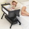 BCOL 3-in-1 Baby Bassinet Bedside Sleeper - Portable Newborn Crib with Mosquito Net, Wheels & Adjustable Height