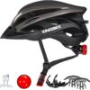 KINGBIKE Adult Bike Helmet with USB Rechargeable Tail Light - Lightweight CPSC Certified Cycling Helmet for Men and Women, Adjustable Fit with Visor and Removable Padding