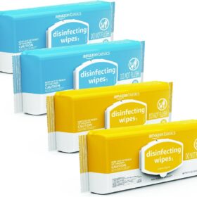 Amazon Basics Disinfecting Wipes - Lemon & Fresh Air Scent, 3-Pack (240 Wipes Total) - Multi-Surface Cleaner, Sanitizer & Deodorizer for Home, Kitchen & Bathroom