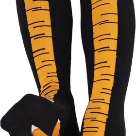 WHOTAY Novelty Chicken Leg Socks – Hilarious Food-Themed Crew Socks for Men & Women, Funny White Elephant Gag Gift