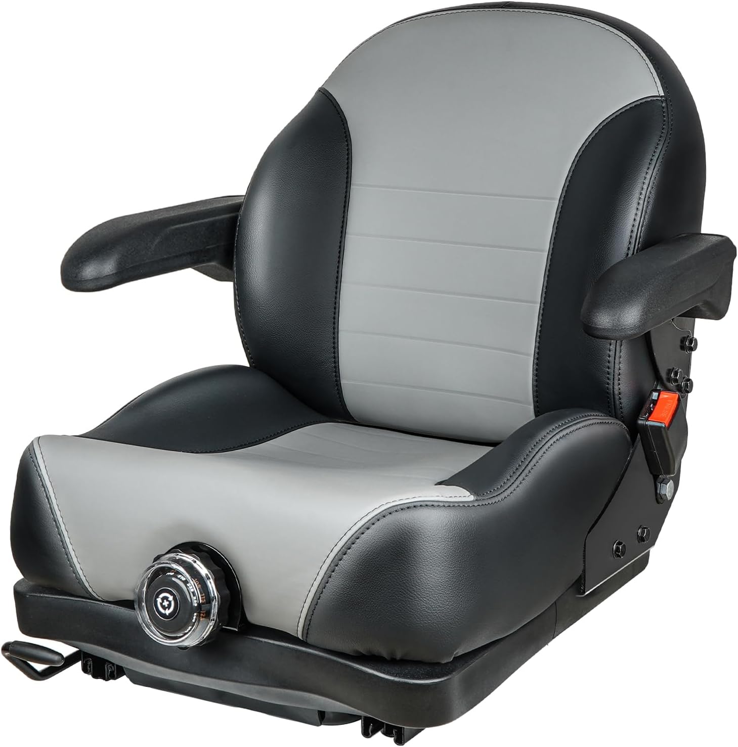 Universal Suspension Seat with Retractable Seatbelt – High-Back Adjustable Chair for Zero Turn Mowers, Tractors & Heavy Equipment (Fits John Deere, Scag, Husqvarna)