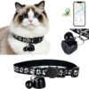 Apple Find My Compatible Cat Collar with Mini GPS Tracker – Ultra-Lightweight 0.1oz Anti-Lost Device, Adjustable 7-13in Breakaway Safety Collar, Bell Included, 48mAh Battery + Spare (iOS Only)