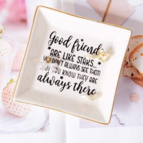 PUDDING CABIN Ceramic Trinket Dish for Jewelry & Keepsakes – Inspirational Friendship Gift for Women