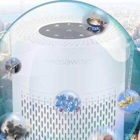 MEGAWISE 2025 Smart Air Purifier – H13 True HEPA Filter, Air Quality Sensor, Ultra-Quiet for Large Rooms up to 1076 sq. ft.