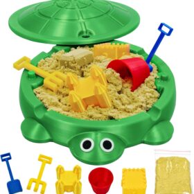 Retro Mini Turtle Sandbox Zen Garden for Desk | Portable Stress Relief Toy with Lid, Rake & Sand | Funny Office Decor & Coworker Birthday Gift