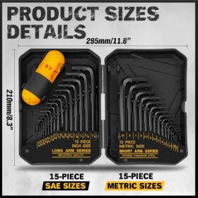 ELEAD 31-Piece Hex Key Allen Wrench Set - SAE & Metric, Long & Short Arm, Heat-Treated Chrome Vanadium Steel with Storage Case