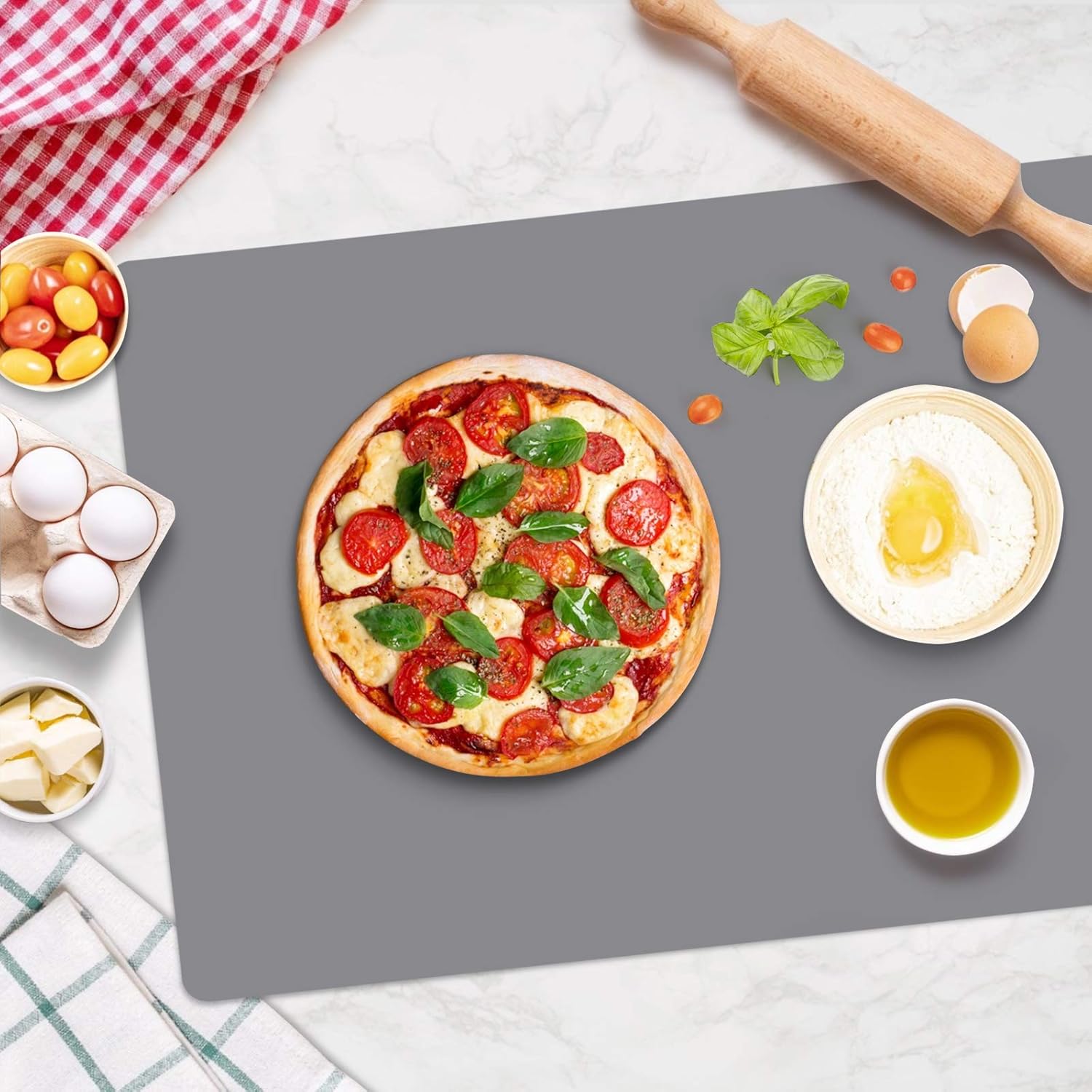 Gartful Extra Large Silicone Countertop Mat - 28x20 Inch Heat Resistant Kitchen Protector Pad, Non-Slip Multipurpose Desk Saver & Dish Drying Mat for Air Fryers, Coffee Makers & Microwave (Dark Gray)