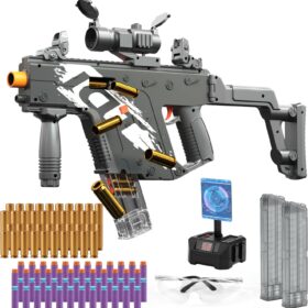 Automatic Shell Ejecting Foam Blaster Toy Gun with Scope, 100 Darts & 40 Shells – Outdoor Tactical Target Shooting Kit for Kids & Adults
