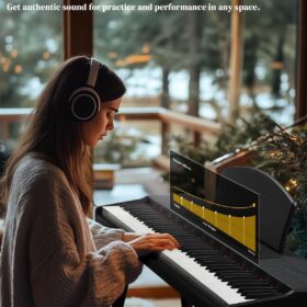 Ktaxon 88-Key Digital Piano with Weighted Keys, Adjustable Bench, Triple Pedal Unit, & Power Supply – Beginner Home Bundle