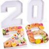 2026 Large Cardboard Number Tray for Charcuterie - 10.2" Fillable Paper Food Display Box for Graduation, New Year & Birthday Parties - White Serving Container for Snacks, Cookies & Chocolates
