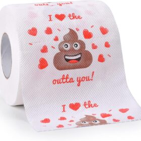Funny Toilet Paper - 'I Love the Crap Out of You' - Unique Valentine's Day Gifts for Him or Her, Romantic Gag Gift & Party Decor