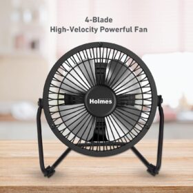 Holmes 4-Inch High-Velocity Personal Desk Fan - Durable Metal Construction, 360° Adjustable Tilt, Compact for Office, Dorm & Nightstand