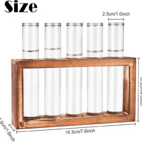 Desktop Glass Plant Propagation Station with 5 Test Tubes - Wooden Stand for Hydroponic Cuttings, Succulents & Home Decor
