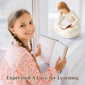 Cuayaes Reading Thinker Statue – Book Lover Gift, Aesthetic Bookend Sculpture for Women, Teachers & Librarians, Home & Office Shelf Decor