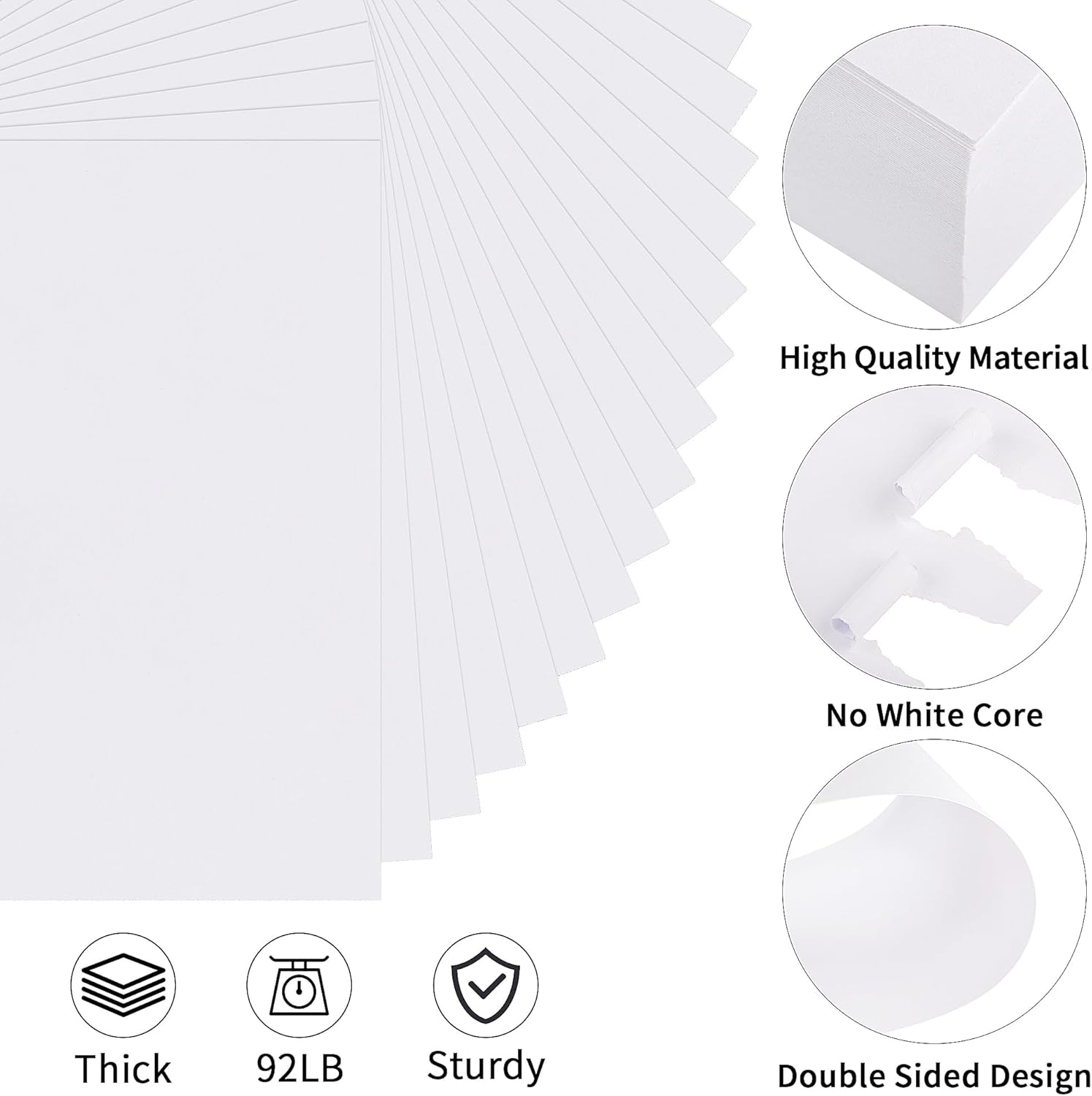 Premium White Cardstock 8.5” x 11” – 92lb/250gsm Heavy Weight Thick Printer Paper (100 Sheets) – Ideal for DIY Crafts, Invitations, and Business Cards