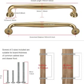 SAILING 10-Pack Cabinet Pulls, 6.3 Inch (160mm) Hole Center, Champagne Bronze Zinc Alloy Drawer Handles for Kitchen, Dresser, and Wardrobe (Hardware Included)