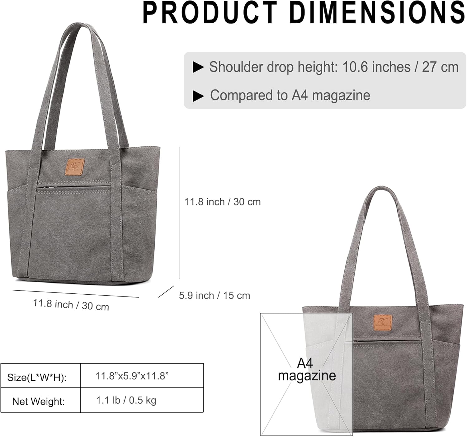 DOURR Women's Retro Heavy-Duty Canvas Bucket Tote - Multi-Pocket Work Shoulder Handbag
