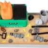 Stylor Dumpster Fire Zen Garden - Novelty Desktop Sandbox with Raccoon, Mini Rake & Accessories for Stress Relief & Office Decor
