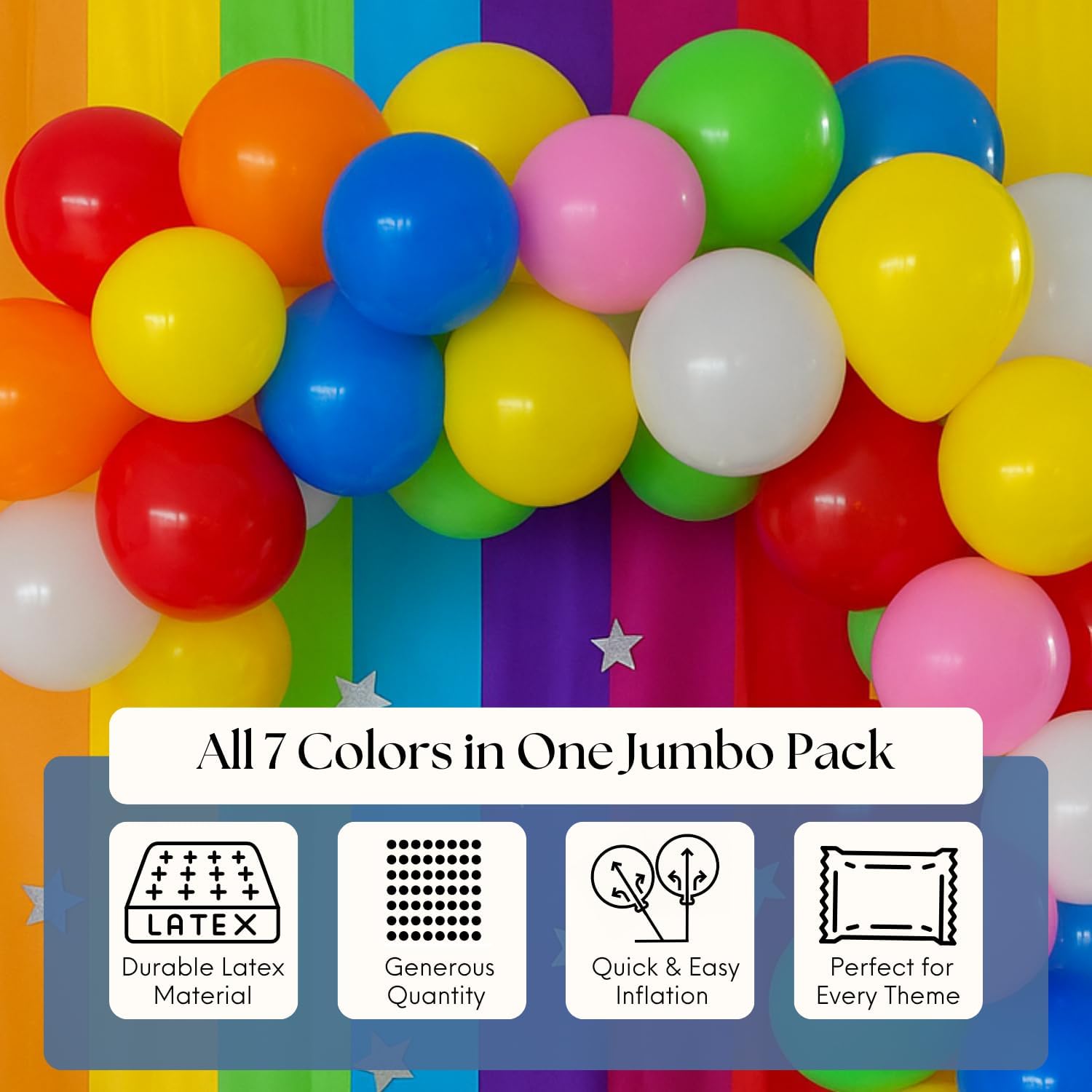Monty 1000-Pack Assorted Latex Balloons – 7 Inch Rainbow Party Decorations for Weddings, Birthdays, Baby Showers & Events