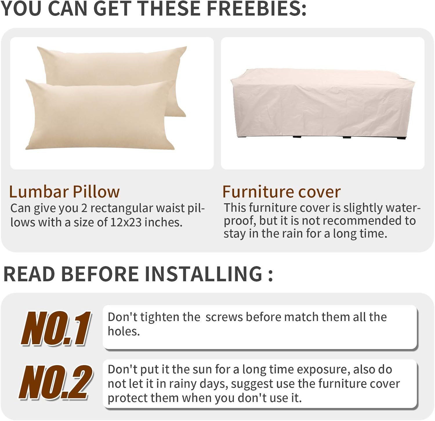 WAROOM Outdoor PE Wicker 3-Person Patio Sofa Set – Deep Seating Brown Rattan Couch with Beige Cushions, Water-Resistant Covers & Weather-Resistant Steel Frame for Garden, Porch & Poolside