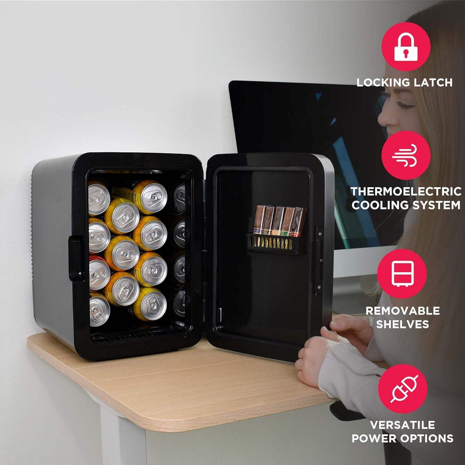 Frigidaire EFMIS188-SS Portable 10L Mini Fridge - 15 Can Capacity Cooler & Warmer with AC/DC for Car, Home, and Office