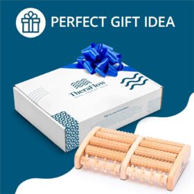 TheraFlow Wooden Foot Massager Roller for Plantar Fasciitis & Neuropathy Relief - Deep Tissue Reflexology Tool with 10 Massage Rollers & Non-Slip Grip