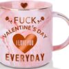 COVLUUTO Valentines Day Gifts for Her - 12oz Pink Marble Coffee Mug with Gold Heart - Romantic Wife, Girlfriend & Women's Birthday Novelty Giftable Cup