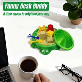 Estairkas Mini Turtle Sandbox with Lid – Desktop Zen Garden Kit for Stress Relief, Office Desk Decor, and Funny Coworker Gifts