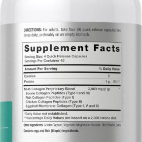 Horbäach Multi Collagen Protein Powder Capsules – 5 Type Complex (I, II, III, V, X) - 2,000mg Hydrolyzed Formula - Supports Hair, Skin, Nails & Joints - Keto & Paleo Friendly, Non-GMO, Gluten Free - 180 Count