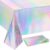 OHOME Iridescent Tablecloths – 4 Pack Disposable Rainbow Holographic Party Table Covers for Weddings, Birthdays & Disco Decorations (54 x 108 Inches)